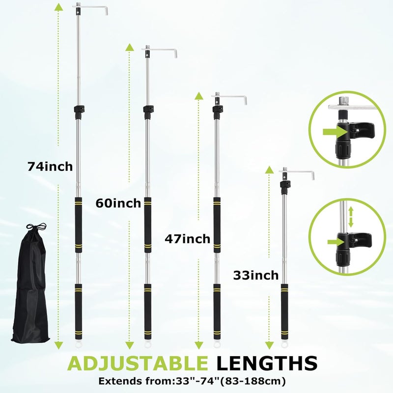 UEGHNS Bed Buddy Truck Tool,Cargo Grabber Pickup Truck Bed Thickened Stainless Steel Telescopic 33-74inch wear-Resistant complimentary Storage Bag Professional Cargo Grabber Reach Retriever Tool - Image 2